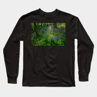 Evening Light in the Durham Bluebell Wood Long Sleeve T-Shirt